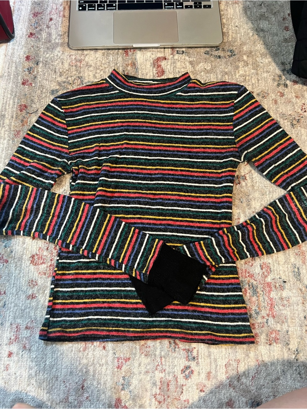 Urban Outfitters Black Multicolor Striped Long Sleeve Tee